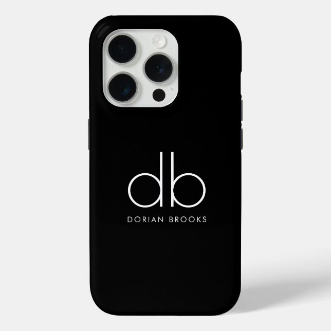 Monogram Elegant Minimal Classic Modern Black Case-Mate iPhone Case (Back)