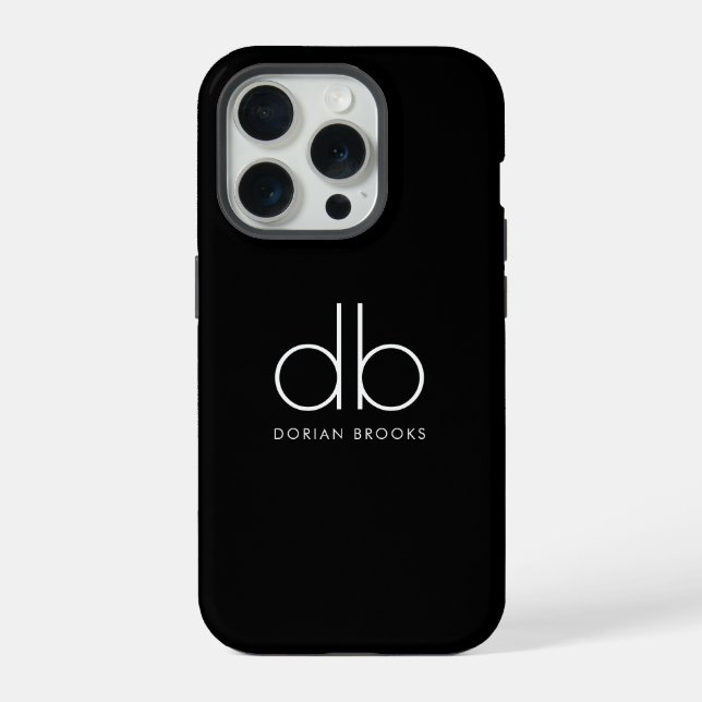Monogram Elegant Minimal Classic Modern Black iPhone Case (Back)