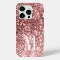 Monogram Elegant Minimal Gold Rose Glitter Foil