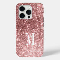 Monogram Elegant Minimal Gold Rose Glitter Foil