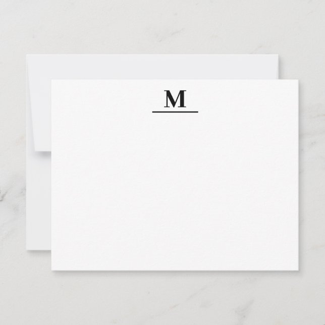 Monogram Elegant Minimal Modern Flat Note Card (Front)