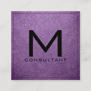 Monogram Elegant Modern African Violet Leather Square Business Card