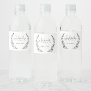 monogram elegant modern bar wedding favour water bottle label