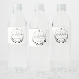 monogram elegant modern bar wedding favour water bottle label