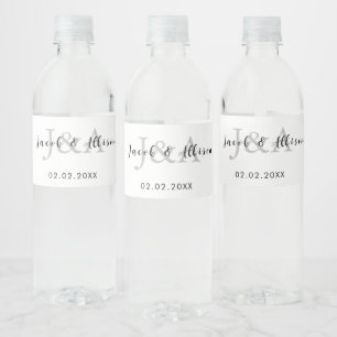 monogram elegant modern bar wedding favour water bottle label