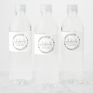 monogram elegant modern bar wedding favour water bottle label