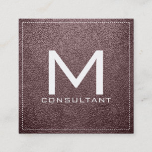 Monogram Elegant Modern Bazaar Leather Square Business Card