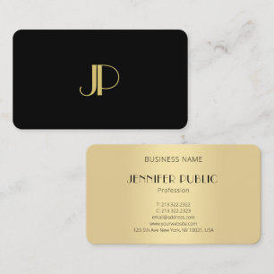 Monogram Elegant Modern Black Gold Template Business Card