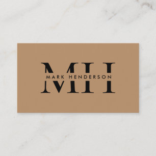 Monogram Elegant Modern Brown Business Card