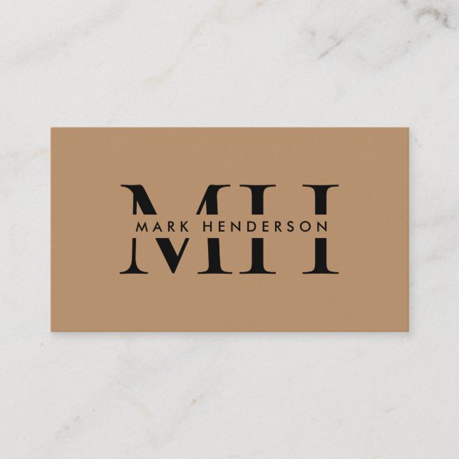 Monogram Elegant Modern Brown Business Card (Front)