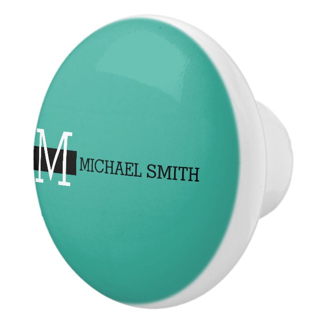 Monogram Elegant Modern Keppel & Black Ceramic Knob (Right)