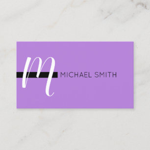Monogram Elegant Modern Lavender and Black Business Card