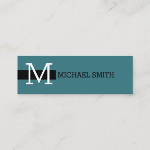 Monogram Elegant Modern Ming & Black Mini Business Card