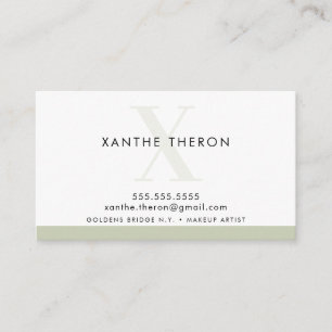 MONOGRAM elegant modern minimal sage green Business Card
