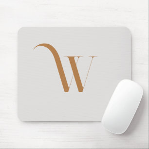 Monogram Elegant Modern Soft Brown Initial Mouse Pad