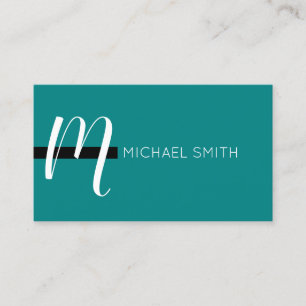 Monogram Elegant Modern Teal and Black Business Card