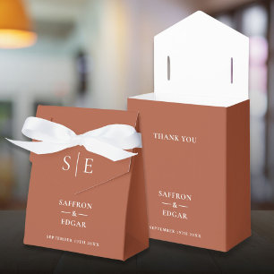 Monogram Elegant Modern Terracotta Wedding Favour Box