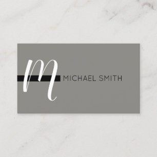 Monogram Elegant Modern Titanium and Black Business Card