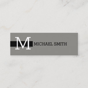Monogram Elegant Modern Titanium Black Mini Business Card