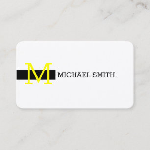 Monogram Elegant Modern White & Black #2 Business Card