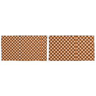 Monogram Elegant Orange White Plaid Gingham  Pillowcase