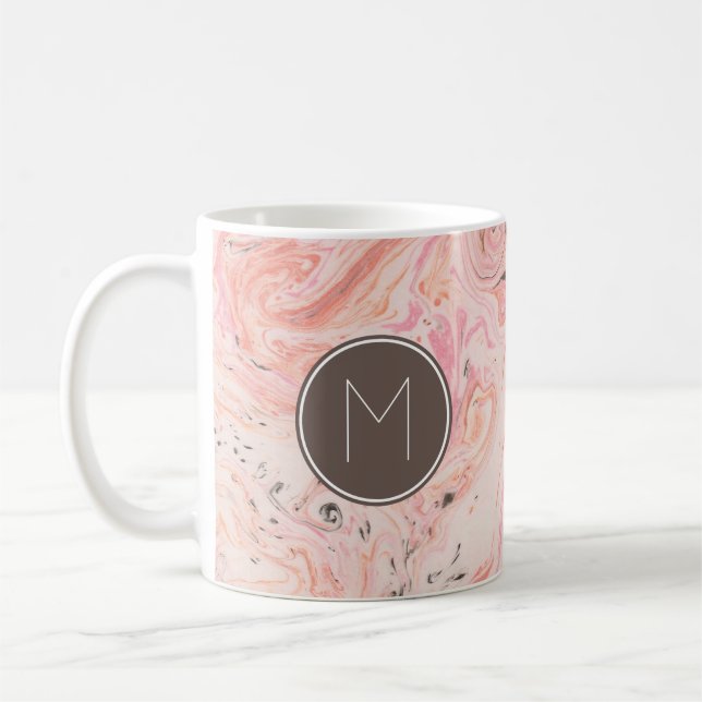 Monogram Elegant Pink Marble Coffee Mug (Left)