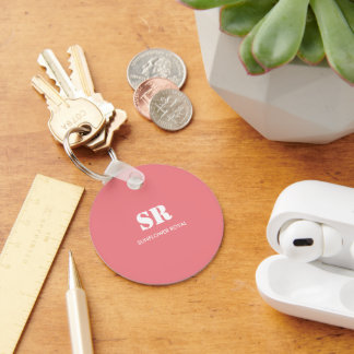 Monogram Elegant Pink Minimal  Key Ring