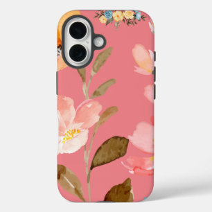  Monogram Elegant Pink Watercolor  iPhone 16 Case