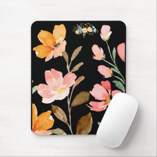 Monogram Elegant Pink Watercolor Mouse Pad