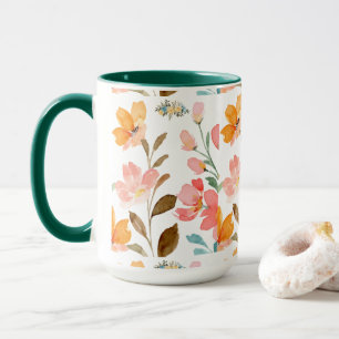 Monogram Elegant Pink Watercolor Mug