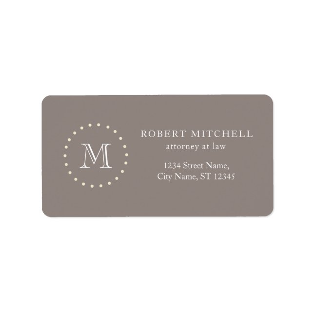 Monogram Elegant Professional Brown Address Labels (Front)