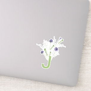 Monogram Elegant Purple Green Floral Pattern