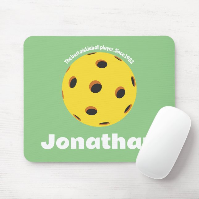 Monogram Elegant retro Pickleball green Mouse Pad (With Mouse)