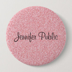 Monogram Elegant Rose Gold Glitter Look Template 10 Cm Round Badge