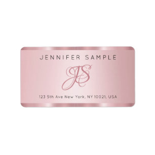 Monogram Elegant Rose Gold Modern Address Label