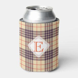 Monogram, elegant Scottish clan beige plaid tartan Can Cooler