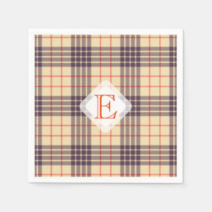 Monogram, elegant Scottish clan beige plaid tartan Napkin