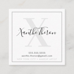 MONOGRAM elegant script modern minimal cool grey Square Business Card