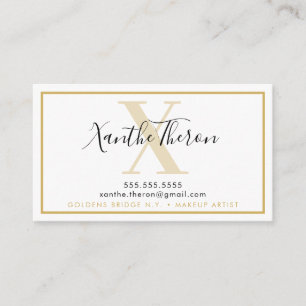 MONOGRAM elegant script modern minimal old gold Business Card