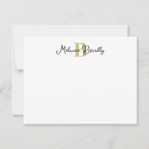 Monogram Elegant Stylish Script Flat Note Card