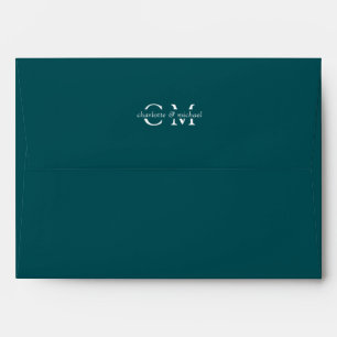 Monogram Elegant Teal Envelope