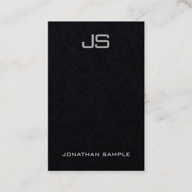 Monogram Elegant Vertical Template Luxury Black Business Card (Front)