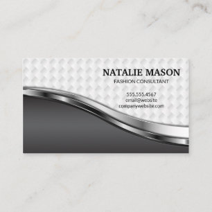 Monogram Elegant Weave Pattern Metallic Business Card