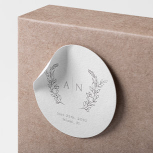 Monogram elegant wedding classic round sticker