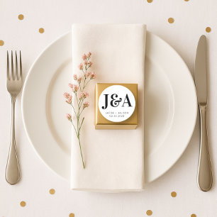 monogram elegant wedding favour gift classic round sticker