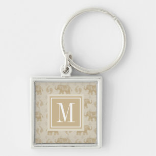 Monogram   Elephant Khaki Caravan Pattern Key Ring