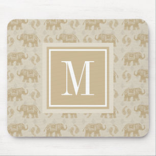 Monogram   Elephant Khaki Caravan Pattern Mouse Pad