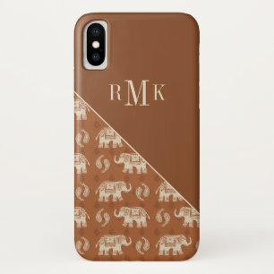 Monogram   Elephant Orange Caravan Pattern iPhone X Case