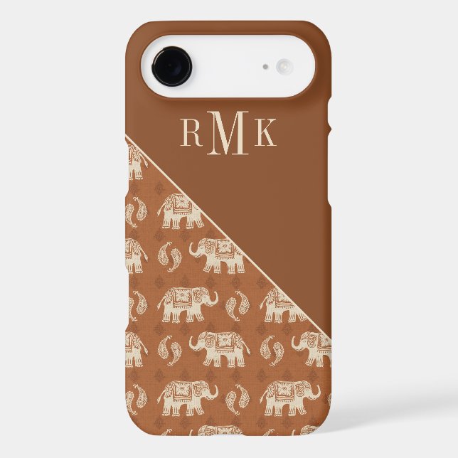 Monogram | Elephant Orange Caravan Pattern Case-Mate iPhone Case (Back)