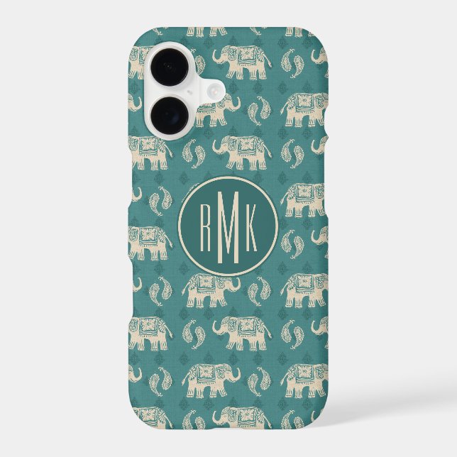 Monogram | Elephant Teal Caravan Pattern (Back)